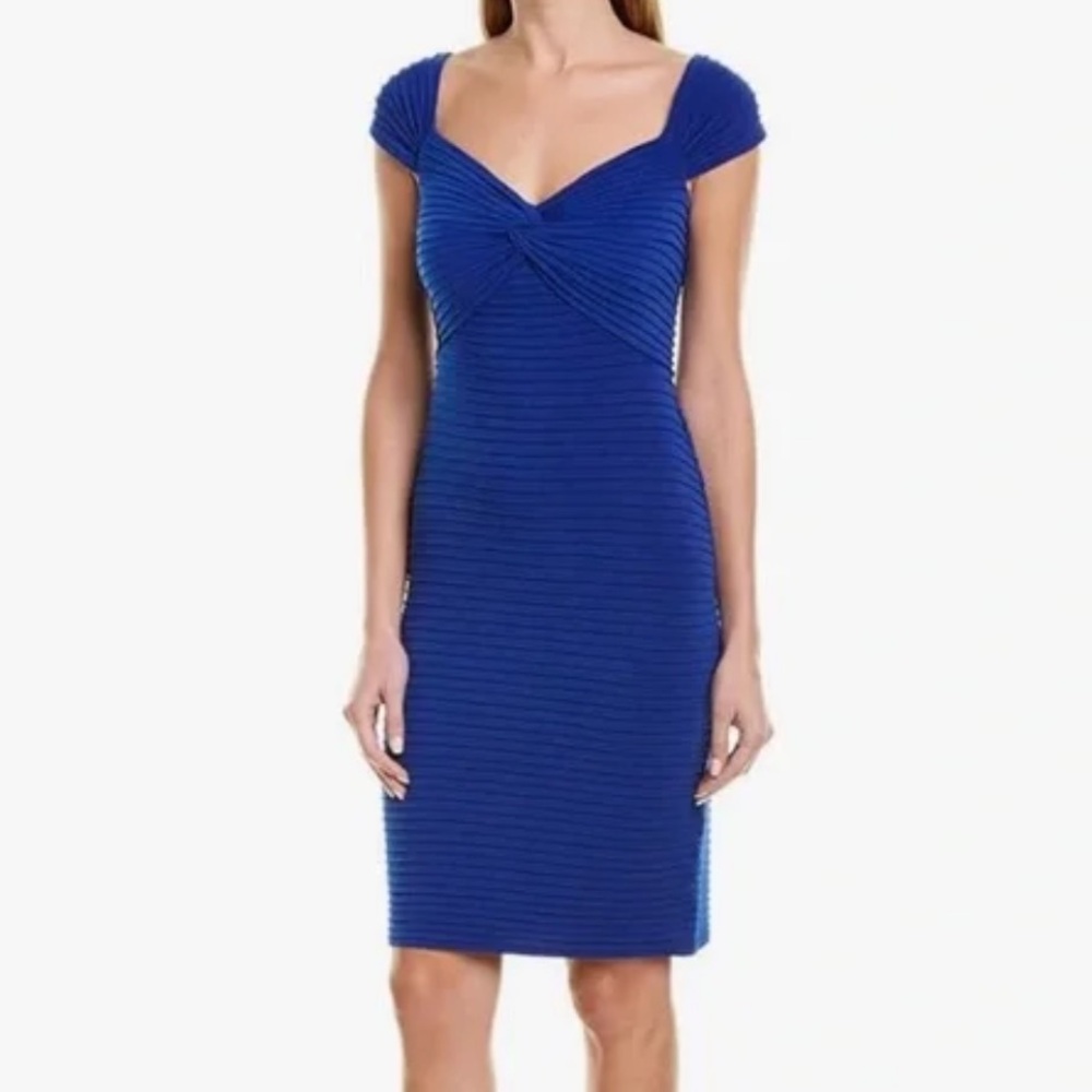 Tadashi Shoji Midi Blue Sweetheart Bodycon Dress